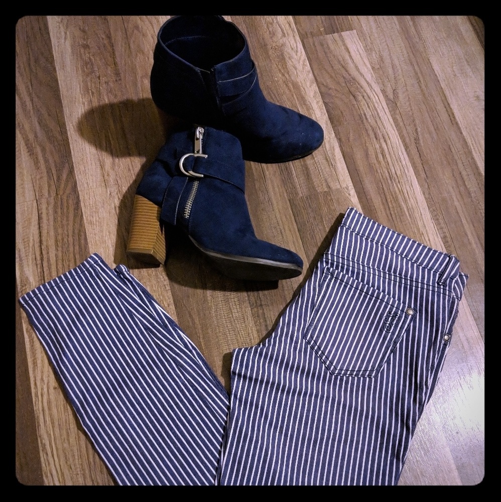 Jessica Simpson pinstripe skinny ankle jeans